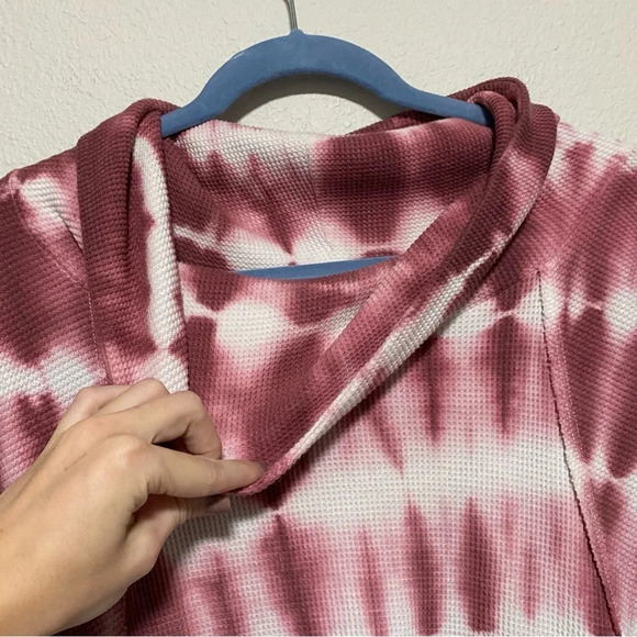 Anthropologie Pilcro Tie Dye Waffle Knit Cowl Neck Sweater - Picture 8 of 11